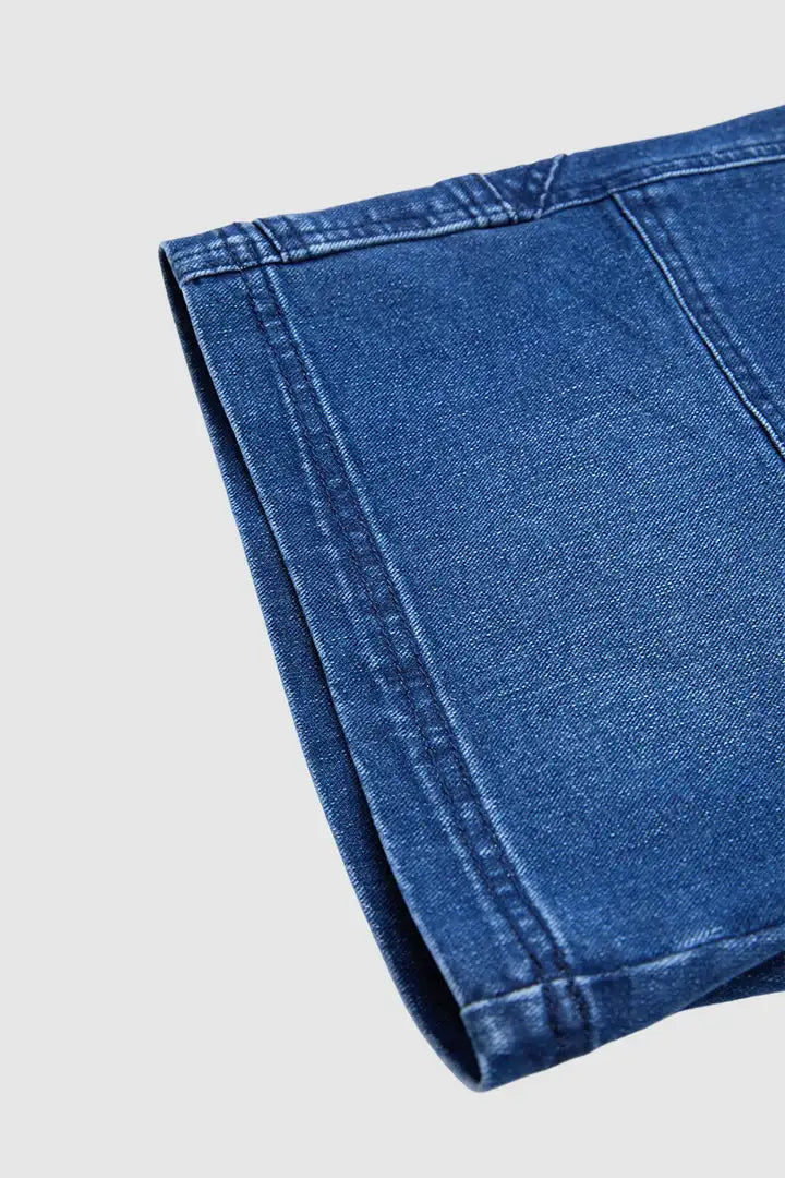 Sira - Denim broek met opgestikte zakken en hoge taille