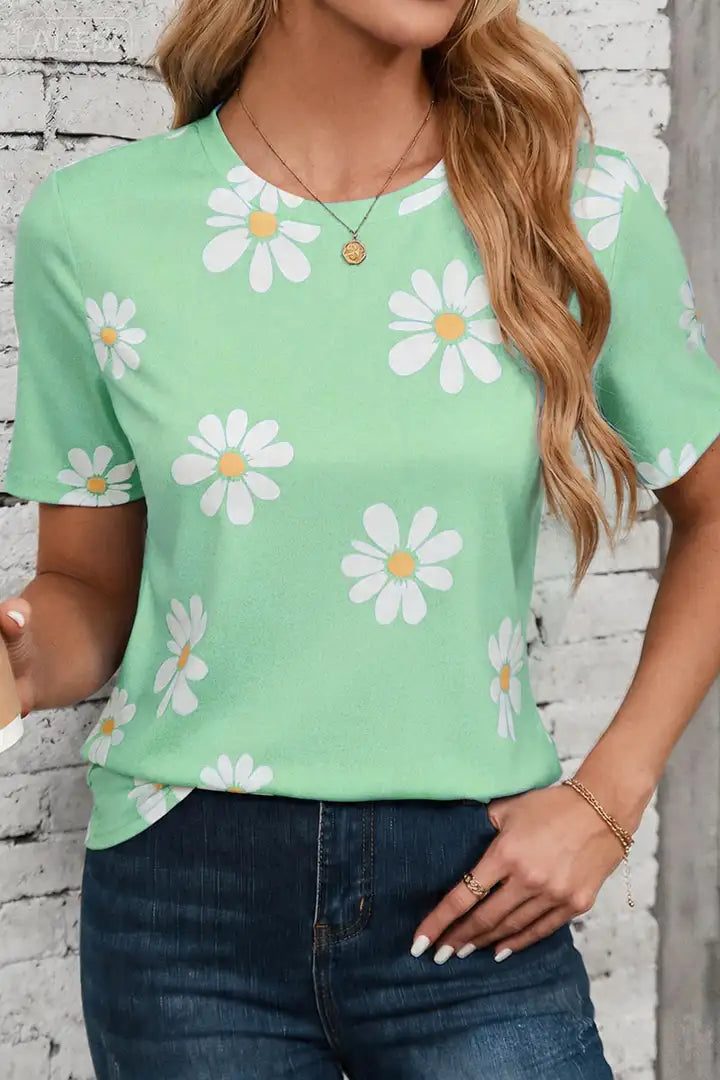 T-shirt met bloemenprint en ronde hals