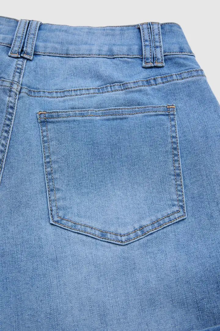 Lira - Denim broek met bloemenborduursel