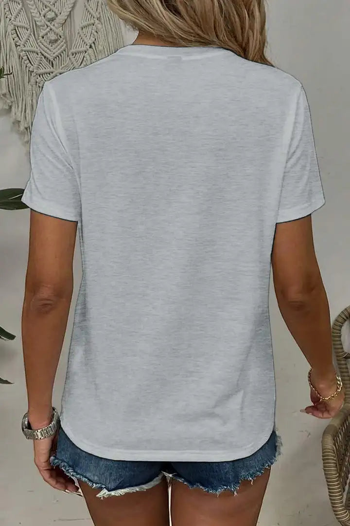 T-shirt met V-hals en korte mouwen