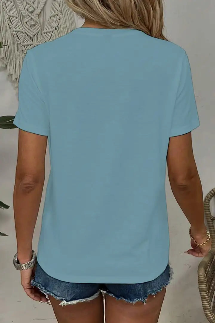 T-shirt met V-hals en korte mouwen