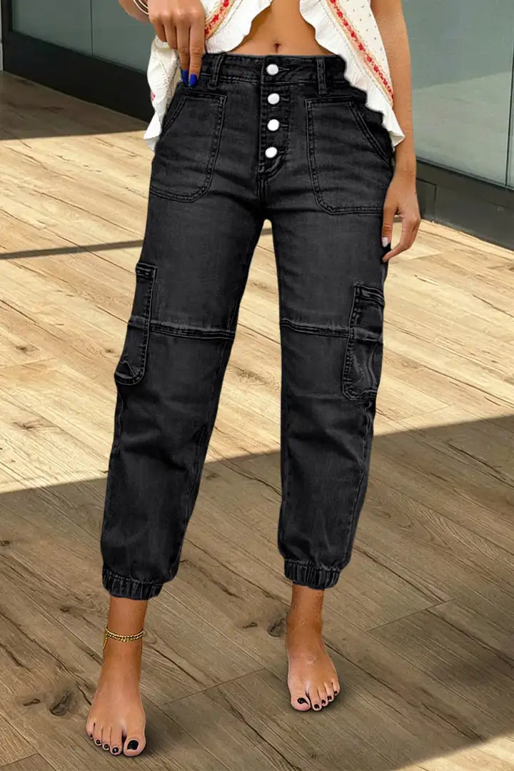 Liva - Cropped broek met meerdere zakken