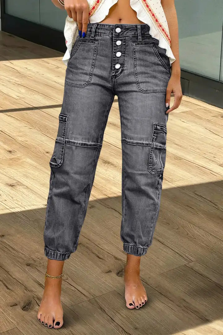 Liva - Cropped broek met meerdere zakken