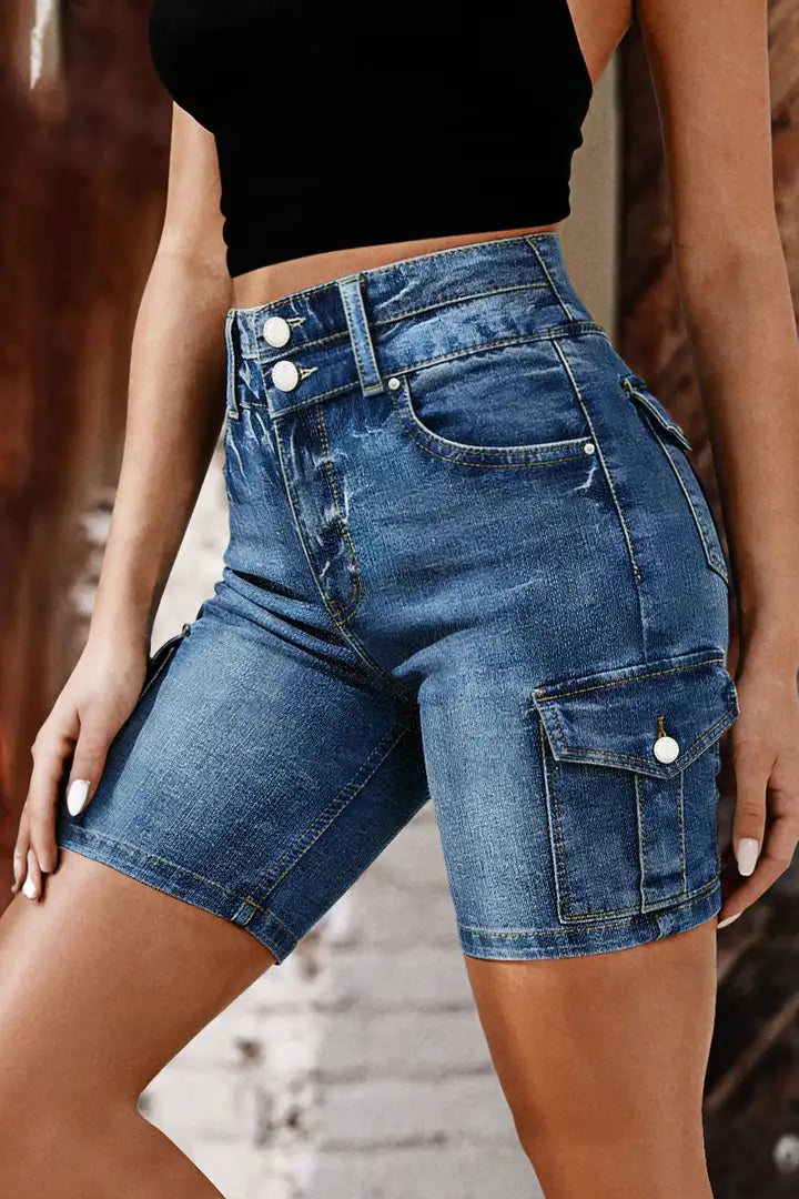 Tira - Denim broek met klepzakken