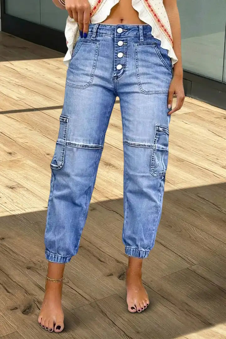 Liva - Cropped broek met meerdere zakken
