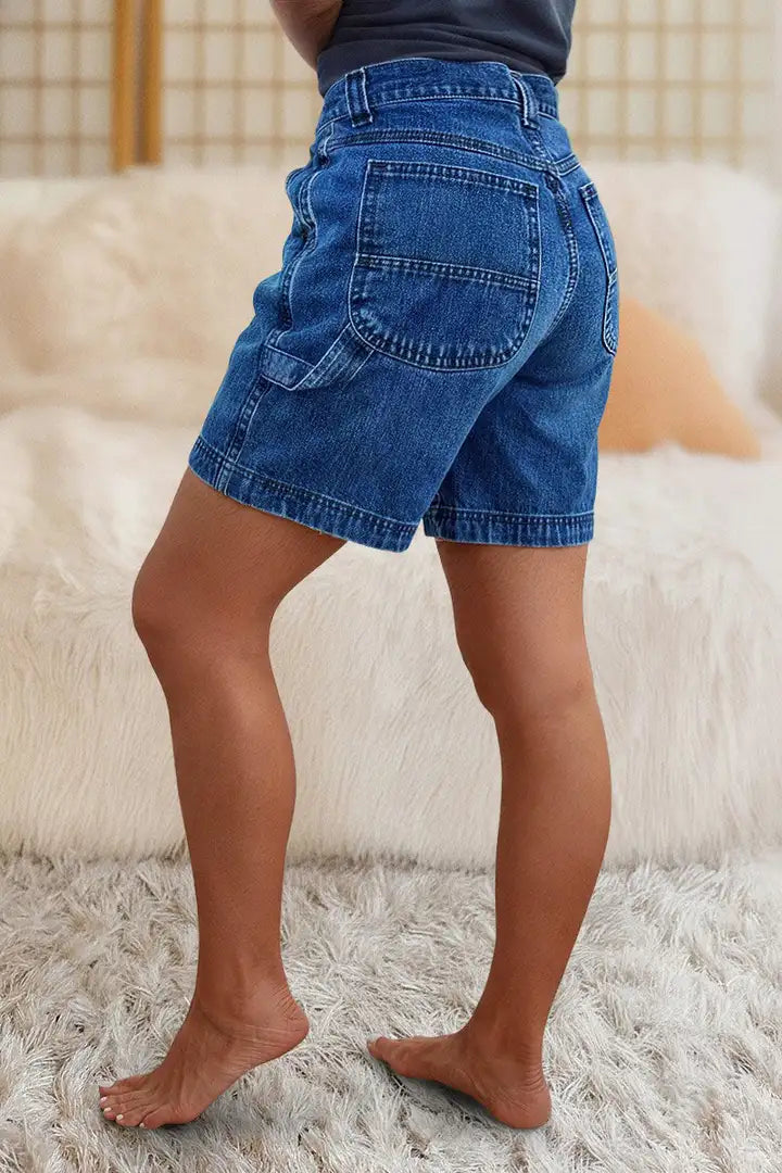 Sira - Denim broek met opgestikte zakken en hoge taille