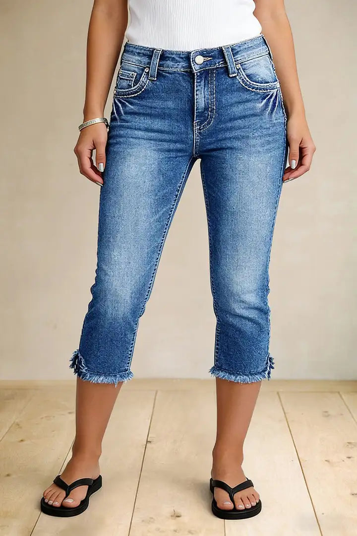 Lara - Skinny capri broek met sterrenborduursel