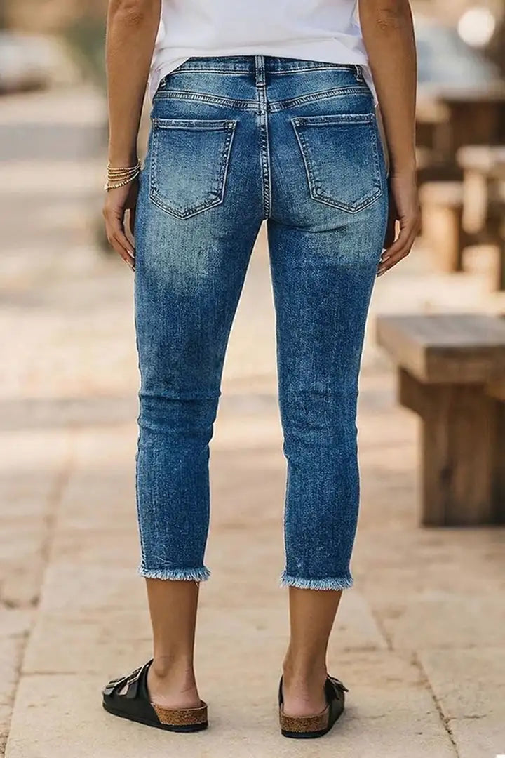 Skinny capri broek met Amerikaanse vlagprint