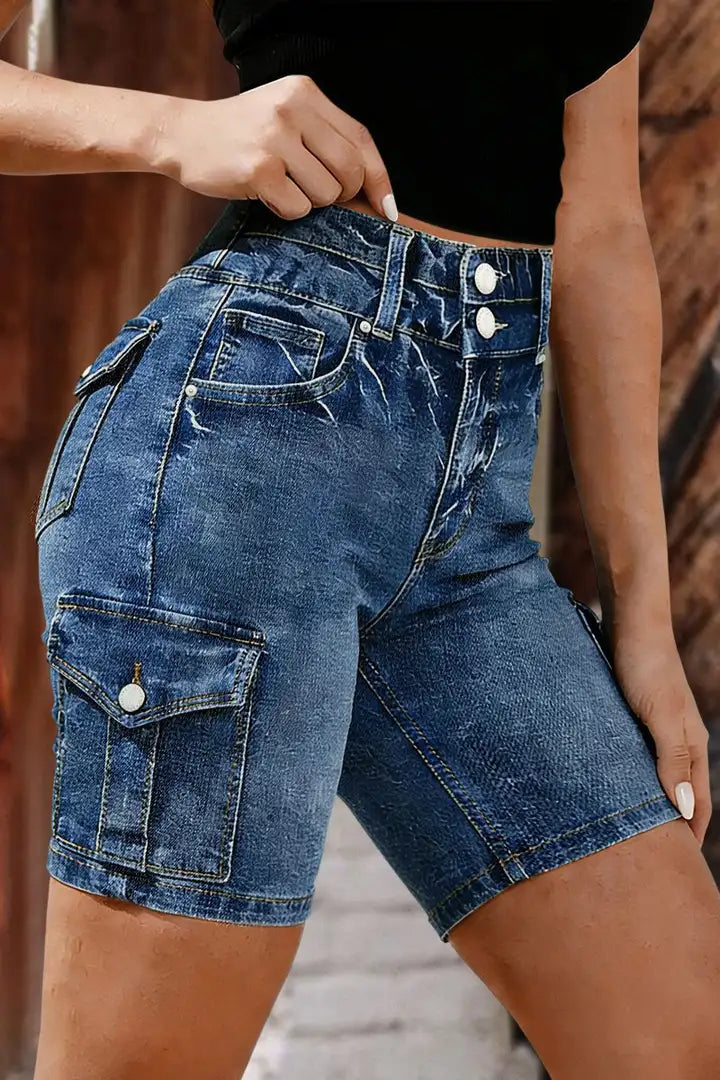 Tira - Denim broek met klepzakken