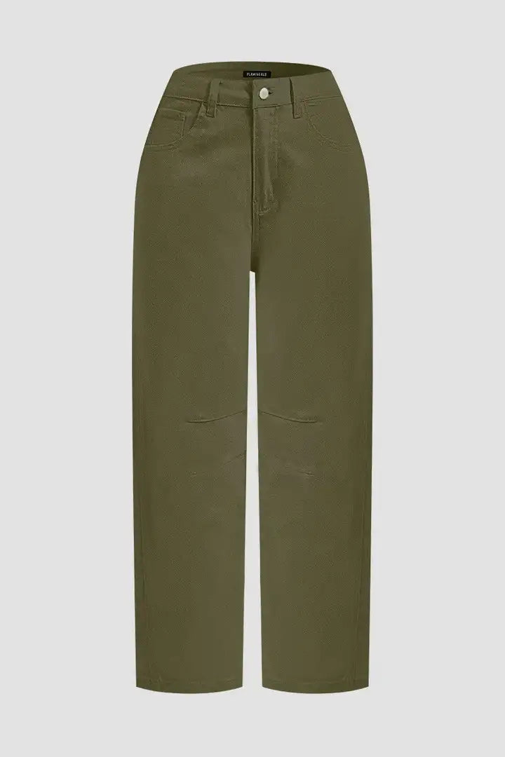 Mirae - Broek met effen stikdetails en middelhoge taille