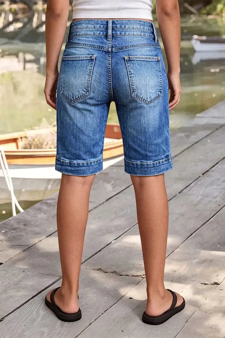 Mila - Denim broek met dubbele knoopsluiting