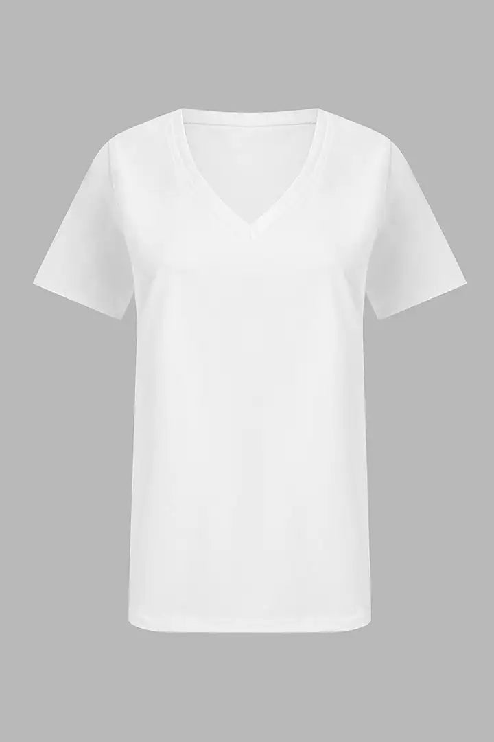 T-shirt met V-hals en korte mouwen