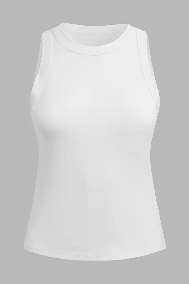 Ribgebreide tanktop met ronde hals