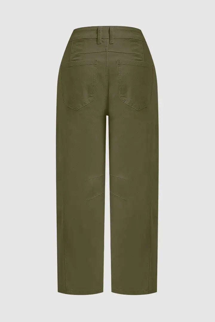 Mirae - Broek met effen stikdetails en middelhoge taille
