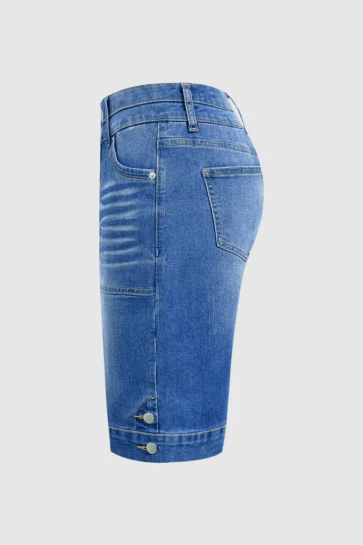 Mila - Denim broek met dubbele knoopsluiting