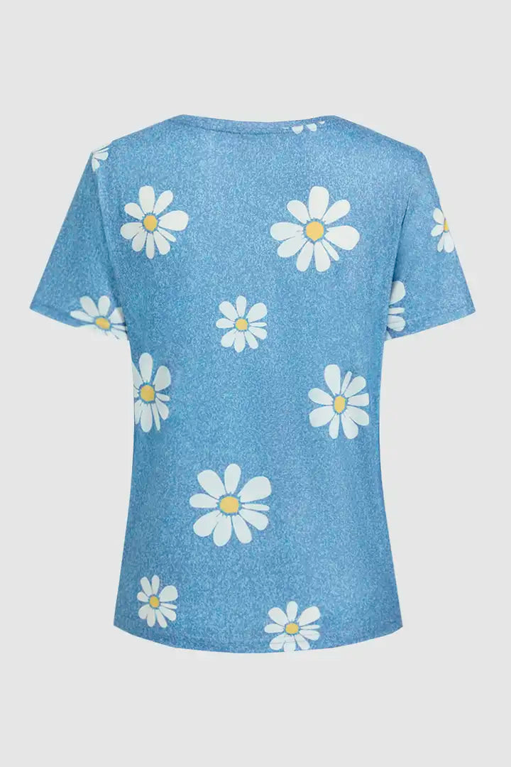 T-shirt met bloemenprint en ronde hals