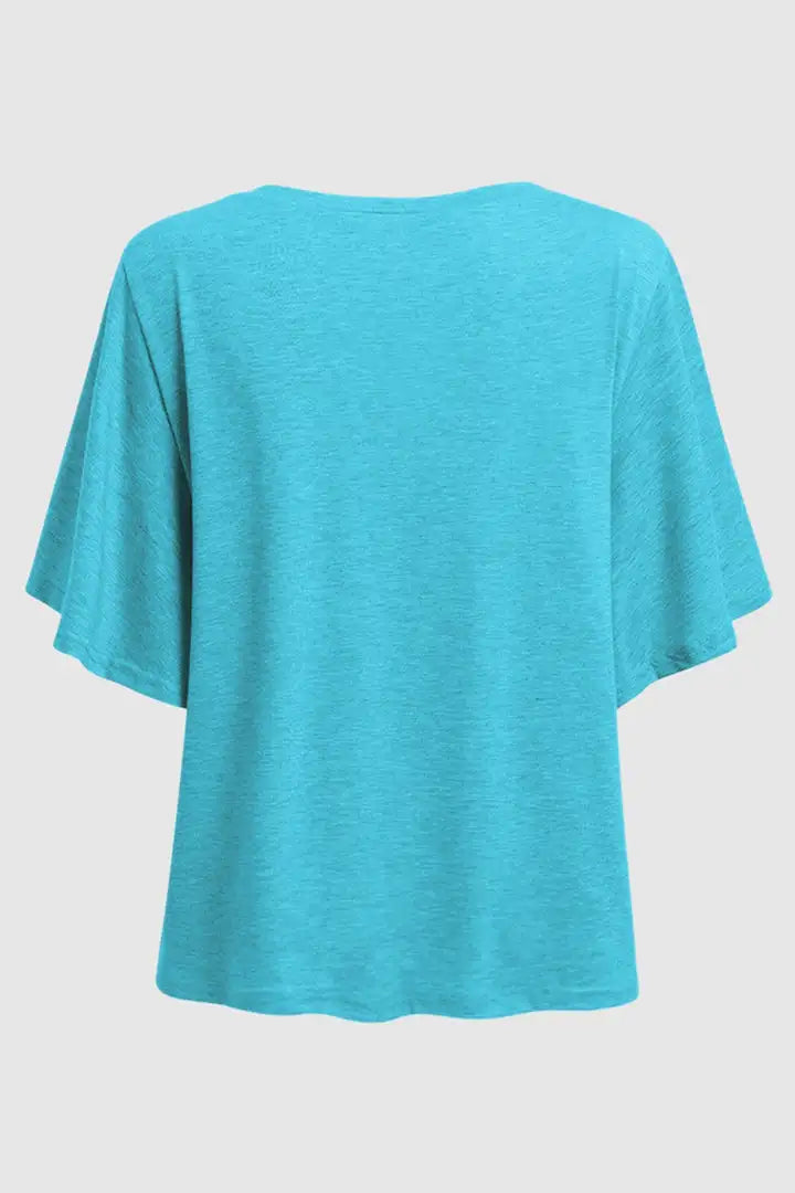 Effen T-shirt met sierlijke ruches bij de schouders