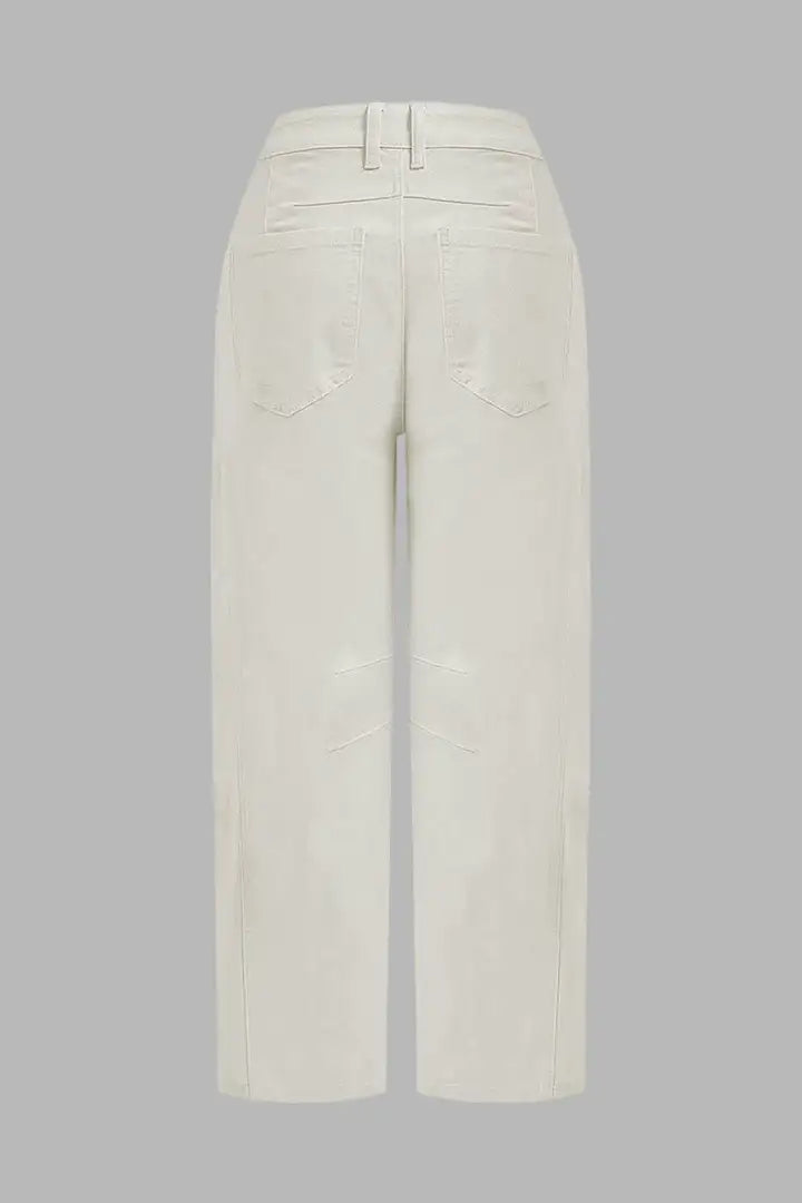Mirae - Broek met effen stikdetails en middelhoge taille