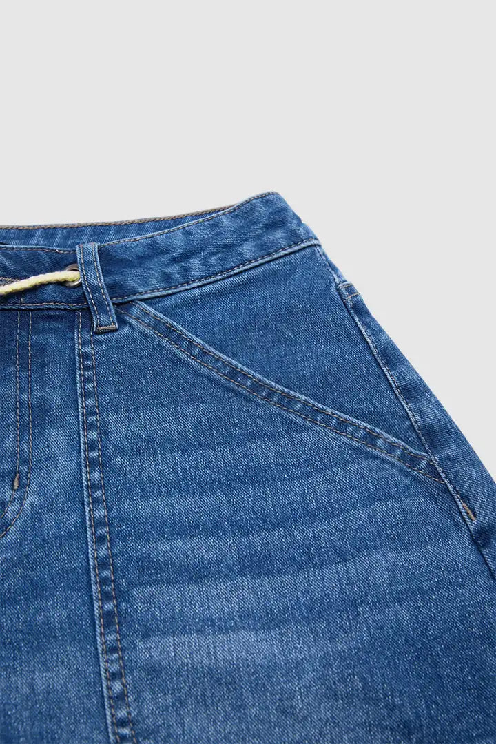 Nova - Wasbare denim broek met opgestikte zakken