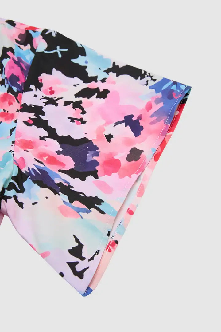 Jurk met bloemenprint en diepe V-hals