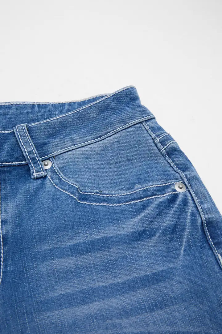 Lara - Skinny capri broek met sterrenborduursel