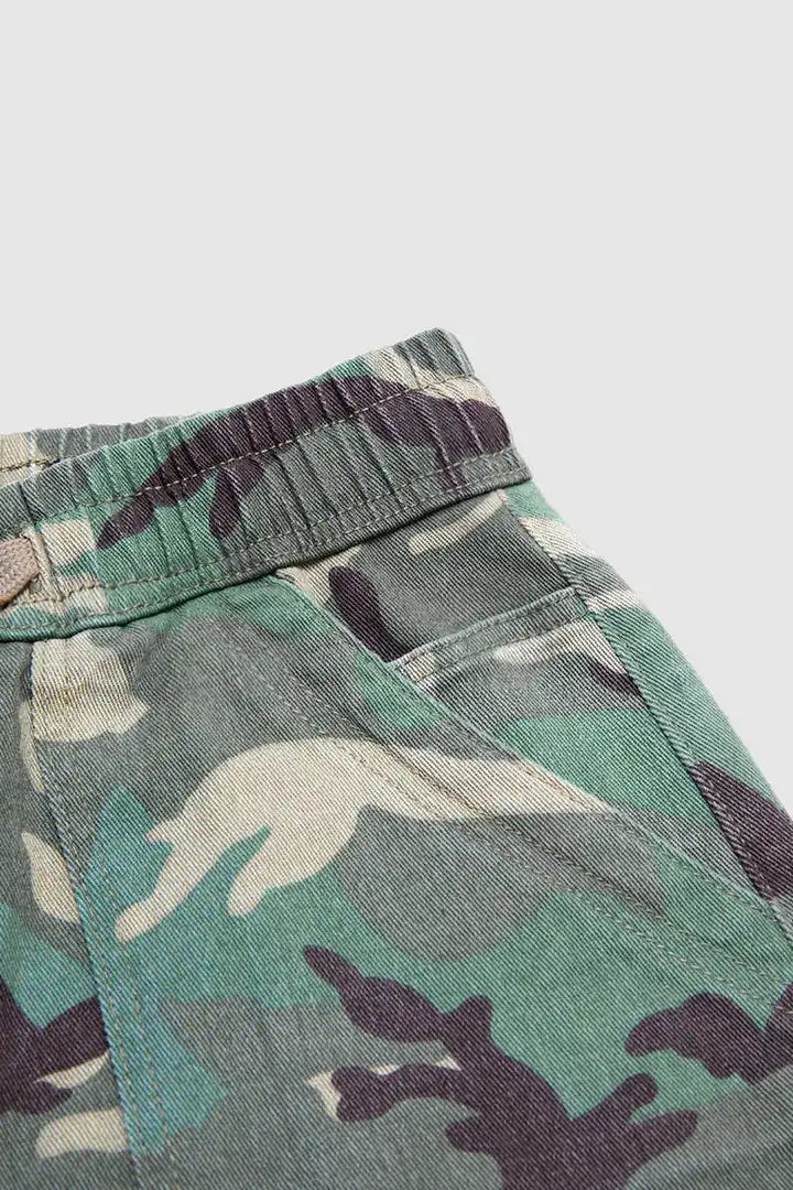 Luna - Camouflage cropped broek met trekkoord