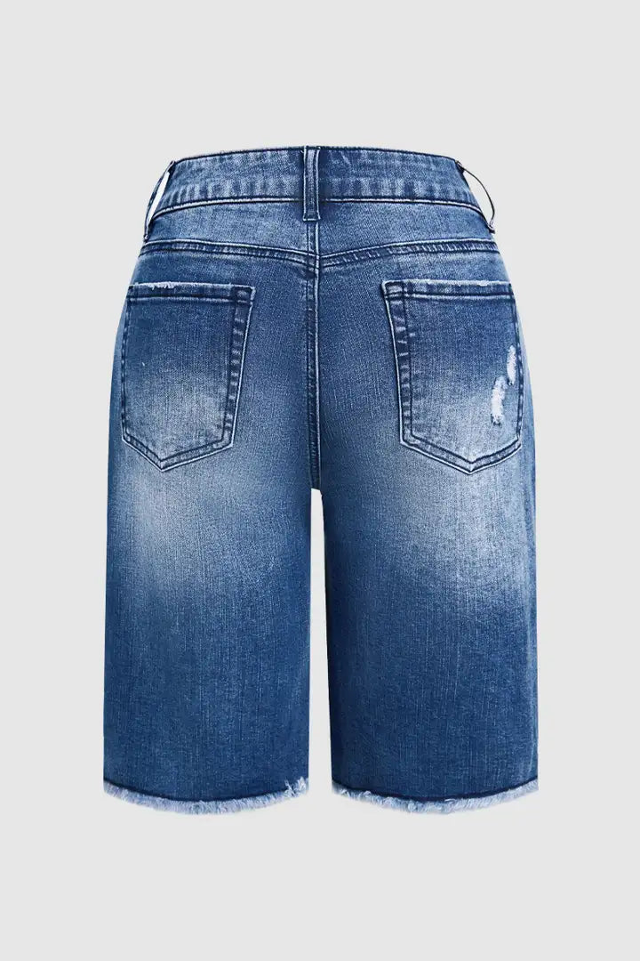 Mina - Denim bermudashort met Amerikaanse vlag