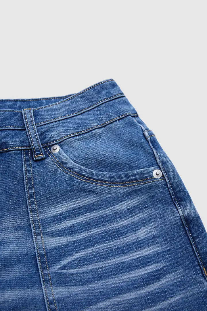Mila - Denim broek met dubbele knoopsluiting
