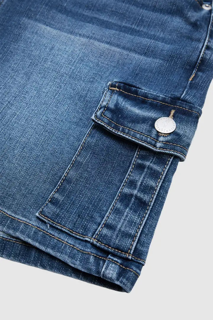 Tira - Denim broek met klepzakken