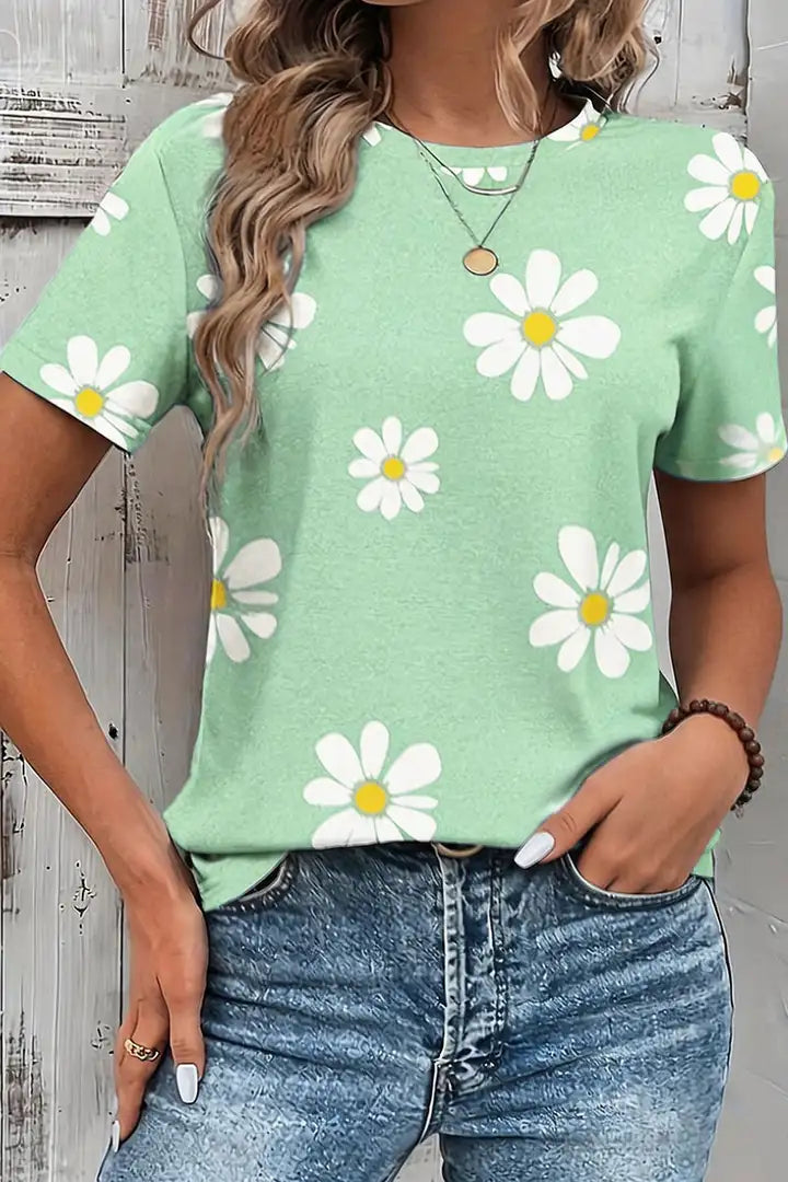 T-shirt met bloemenprint en ronde hals