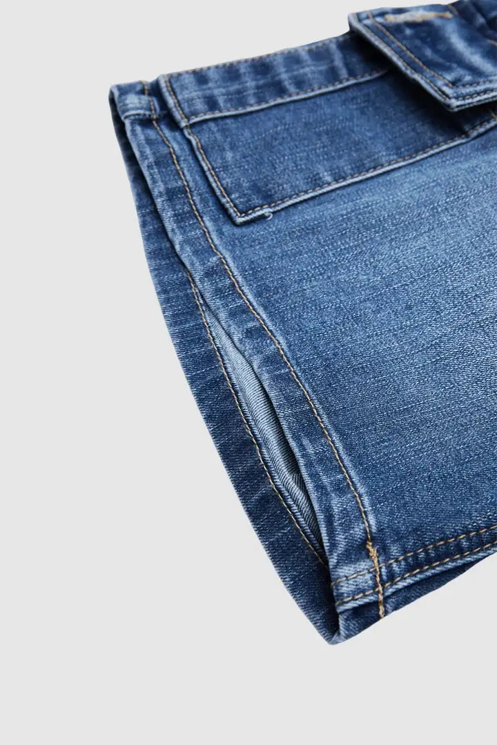 Tira - Denim broek met klepzakken