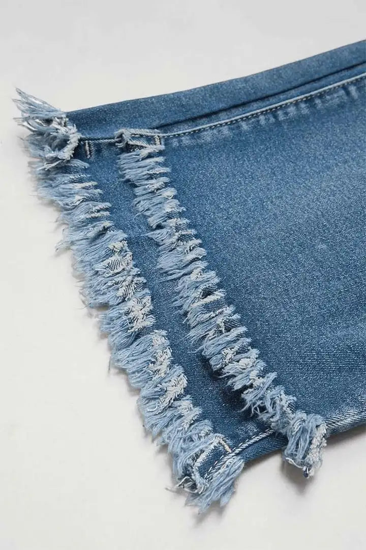 Elira - Gewassen broek met rafelige zoom
