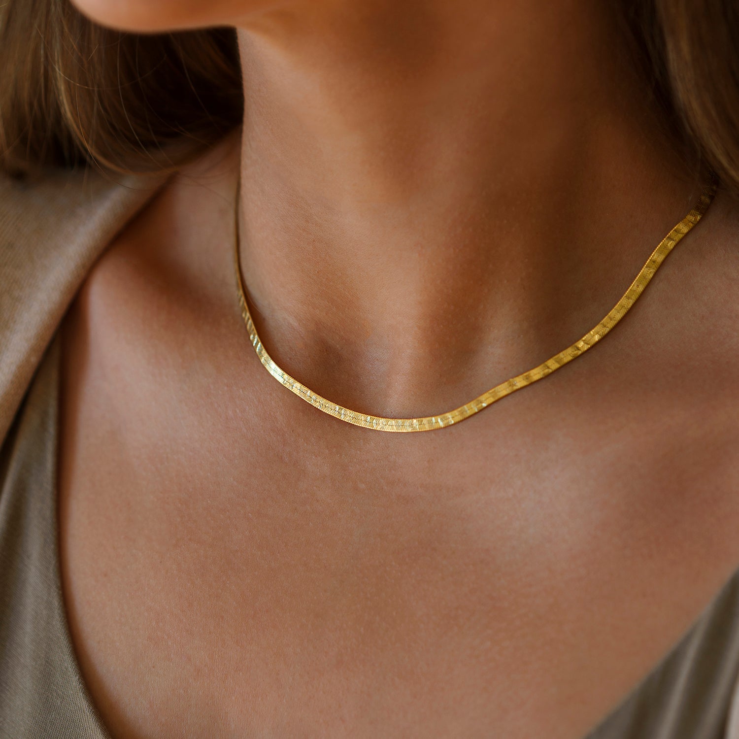 Platte schakelketting met detail