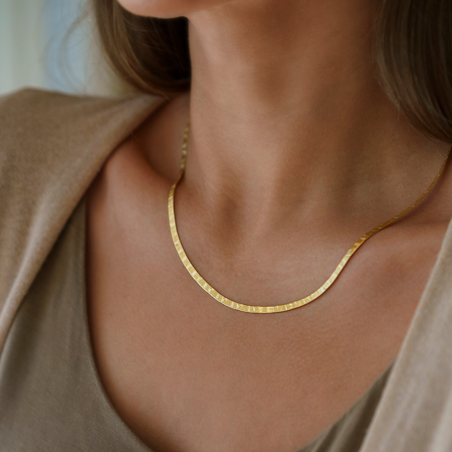 Platte schakelketting met detail