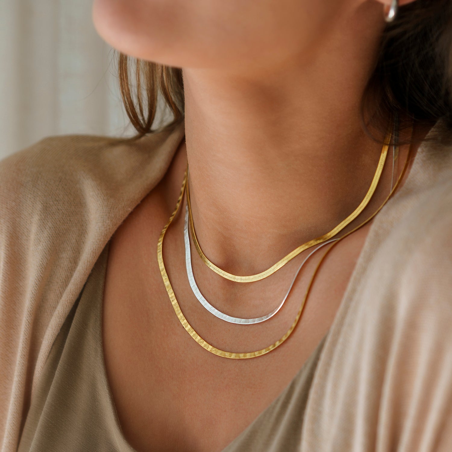 Platte schakelketting met detail