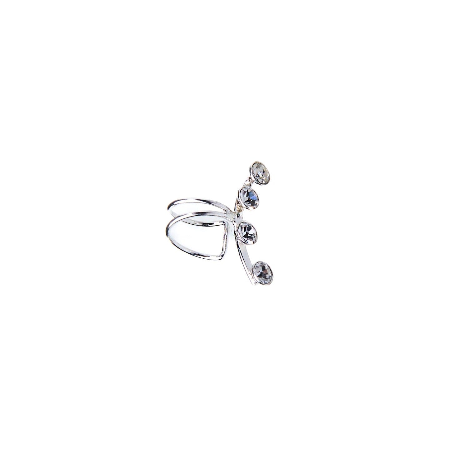 Doorlopende earcuff met vier zirkonia’s