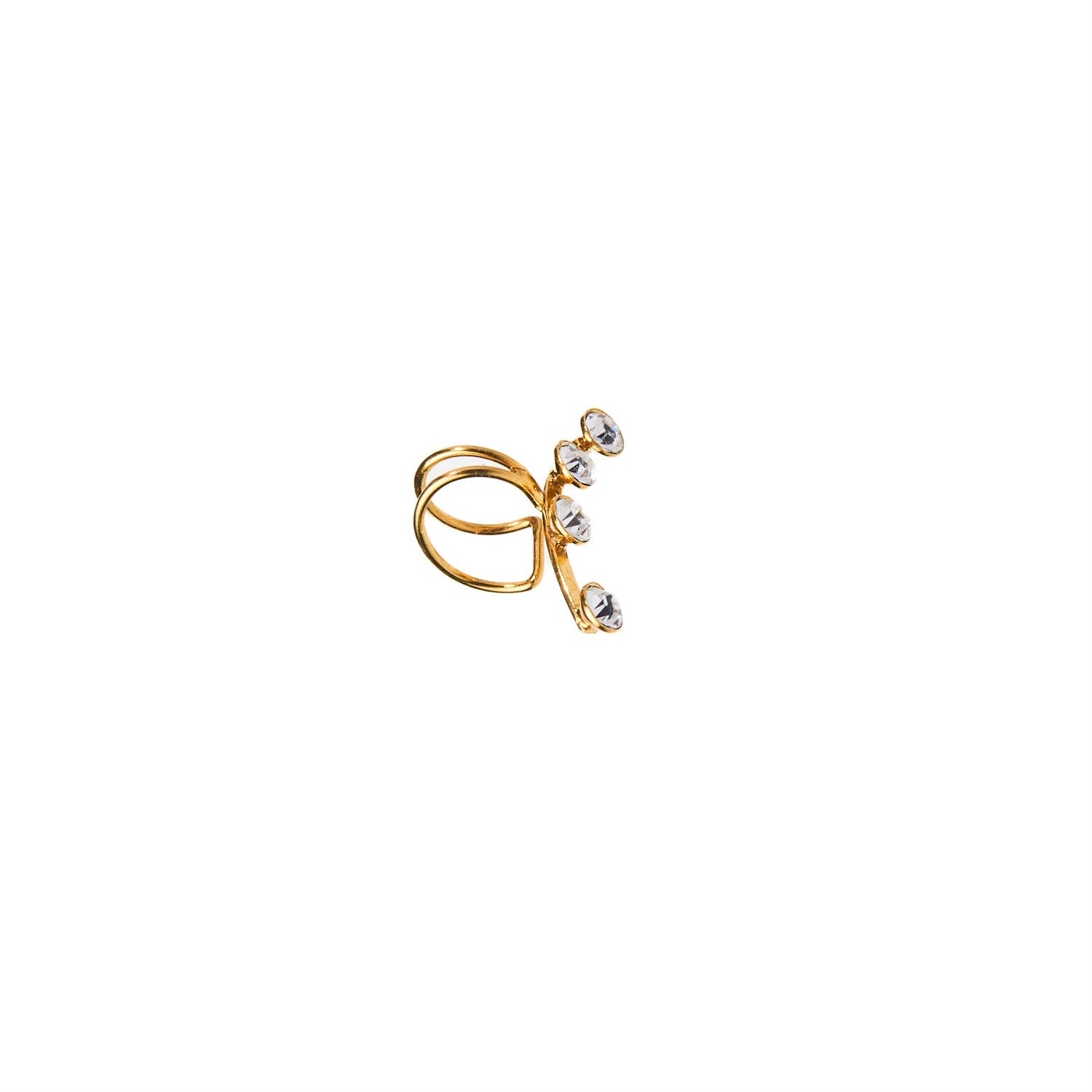 Doorlopende earcuff met vier zirkonia’s