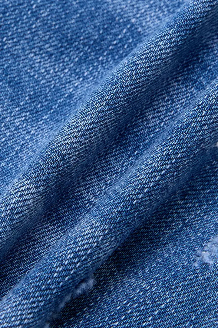 Aria - Denim broek met knoopsluiting en scheuren