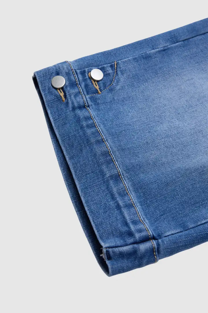 Mila - Denim broek met dubbele knoopsluiting