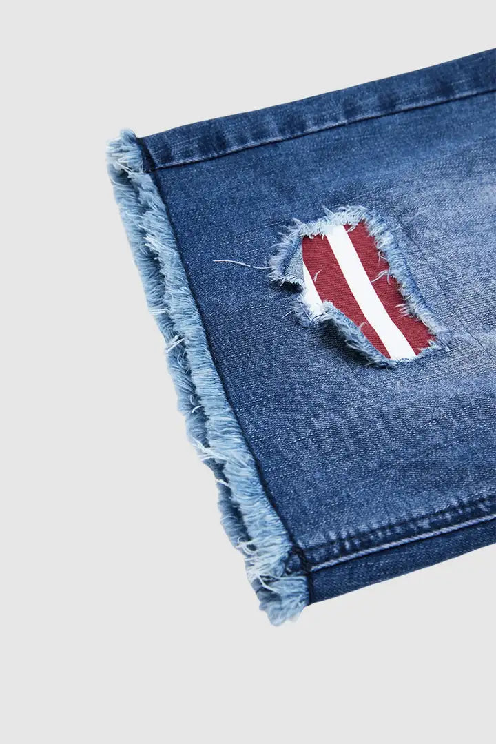 Mina - Denim bermudashort met Amerikaanse vlag