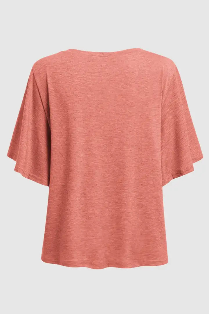 Effen T-shirt met sierlijke ruches bij de schouders