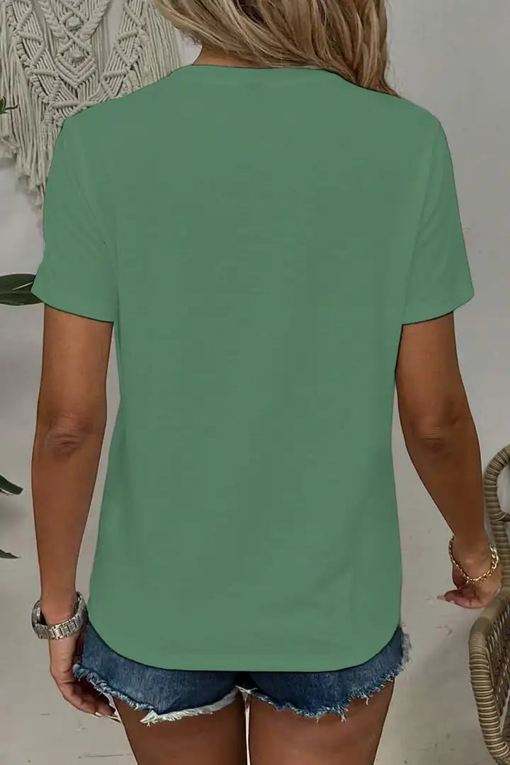 T-shirt met V-hals en korte mouwen