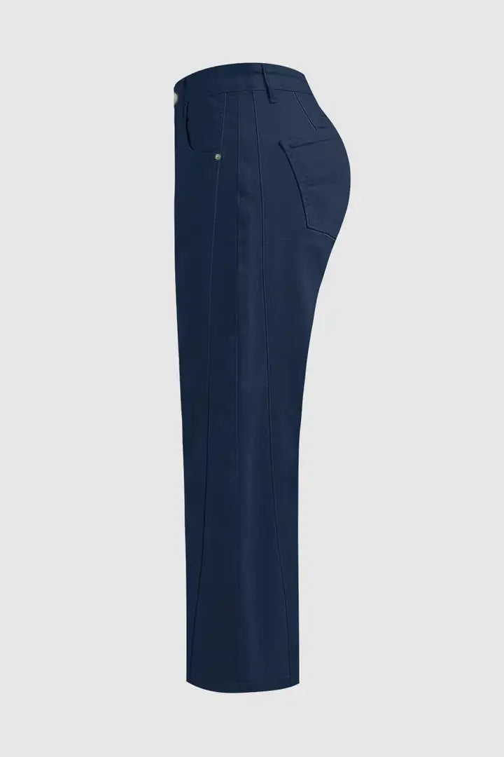 Mirae - Broek met effen stikdetails en middelhoge taille