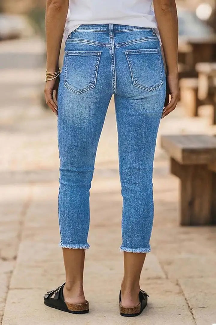 Skinny capri broek met Amerikaanse vlagprint