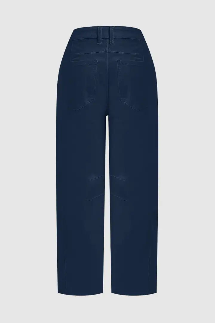 Mirae - Broek met effen stikdetails en middelhoge taille