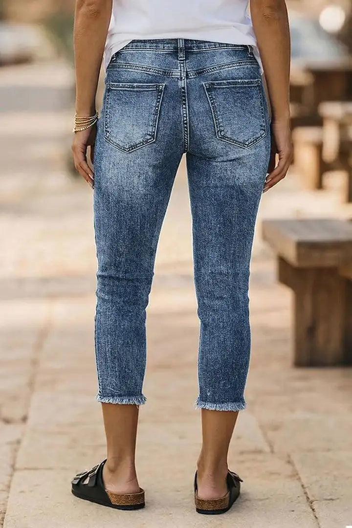 Skinny capri broek met Amerikaanse vlagprint