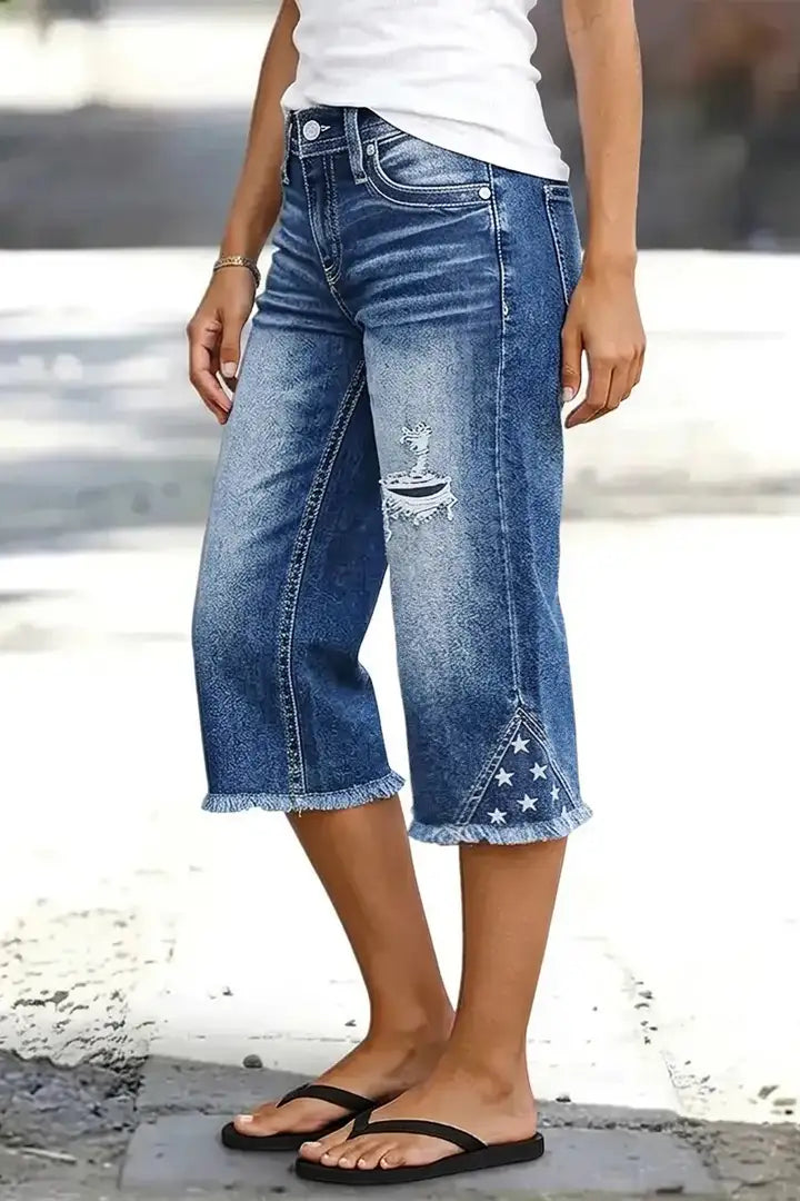 Vira - Capri broek met sterrenborduurwerk