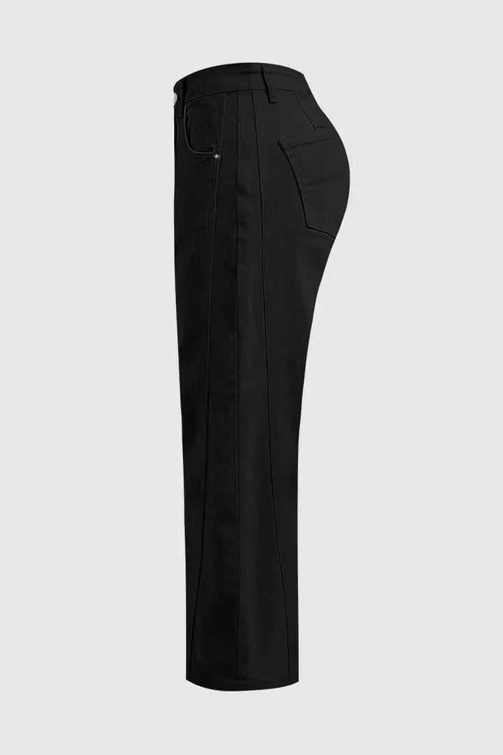 Mirae - Broek met effen stikdetails en middelhoge taille