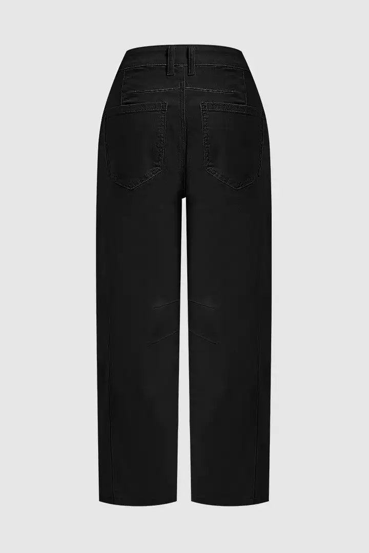 Mirae - Broek met effen stikdetails en middelhoge taille