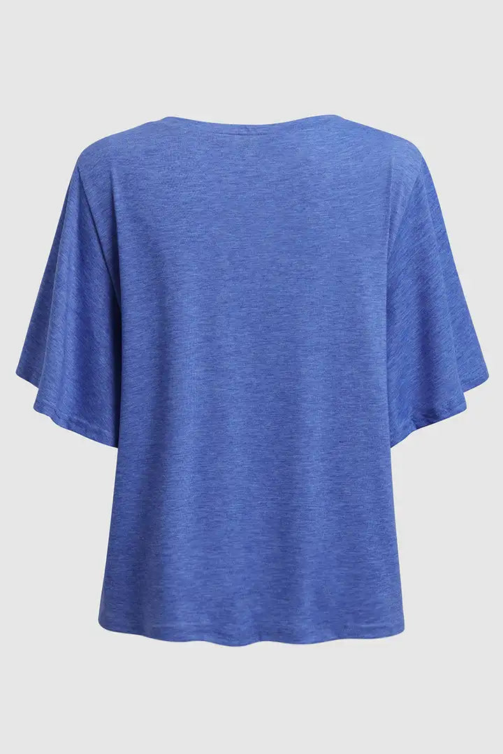 Effen T-shirt met sierlijke ruches bij de schouders